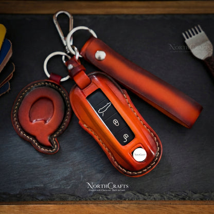 Leather Key Fob Cover for Porsche 911 Carrera, 918, Cayenne Coupe, Macan, Panamera & Taycan – Personalized Handmade – NorthCrafts | NorthCrafts