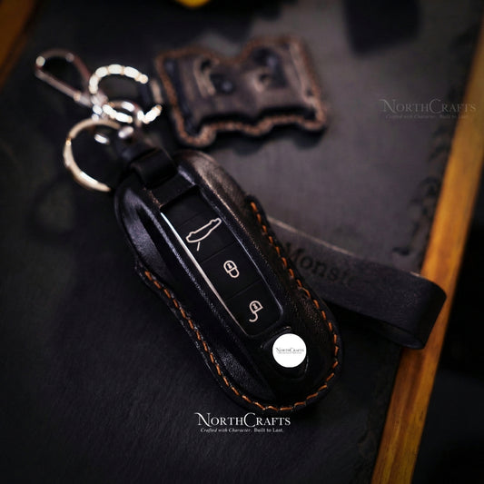 Leather Key Fob Cover for Porsche 911, Boxster, Cayman, Cayenne, Macan & Panamera – Personalized Handmade – NorthCrafts | NorthCrafts