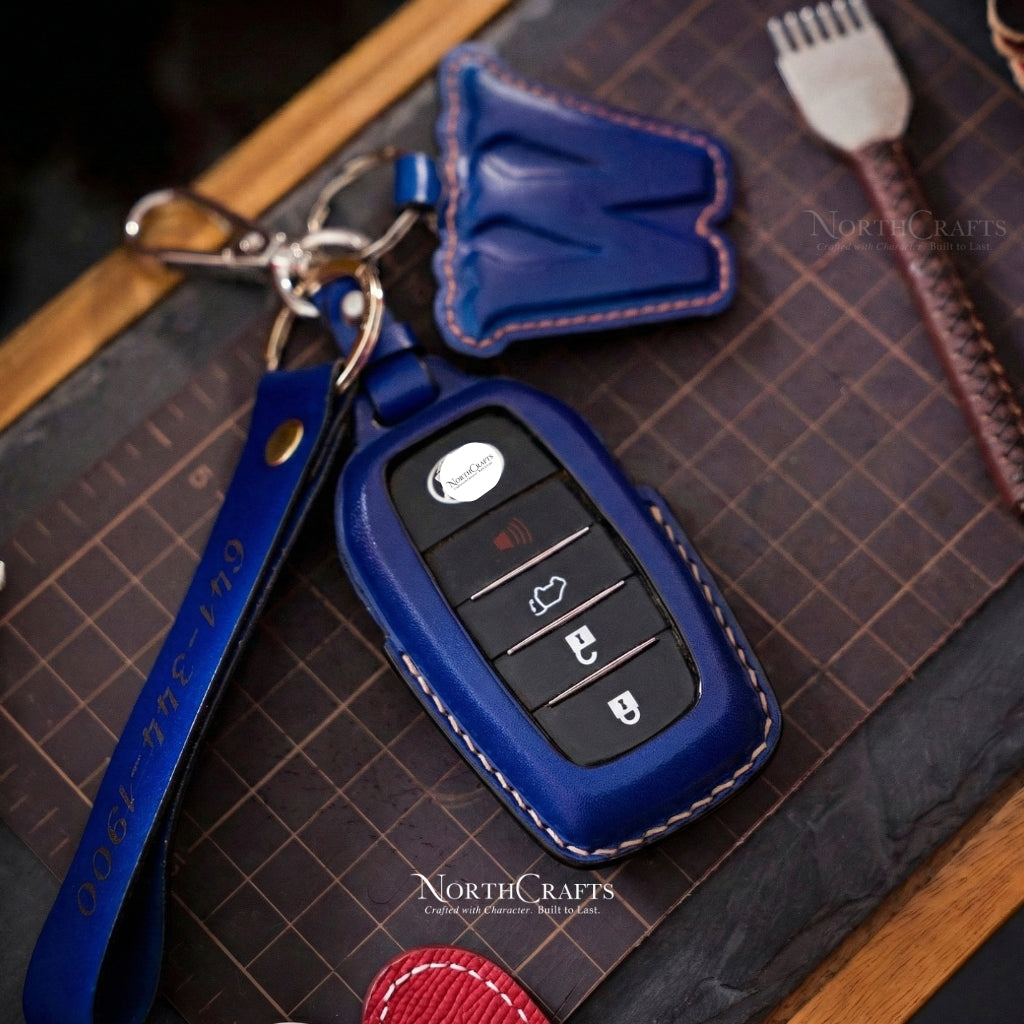 Leather Key Fob Cover for Toyota Land Cruiser Mirai RAV4 Prime Sienna Venza Camry Highlander Avalon Prado Corolla | NorthCrafts