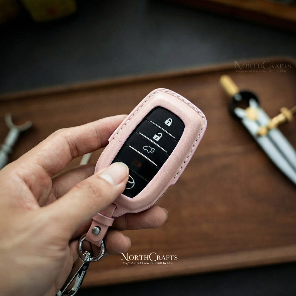 Leather Key Fob Cover for Toyota Land Cruiser Mirai RAV4 Prime Sienna Venza Camry Highlander Avalon Prado Corolla | NorthCrafts
