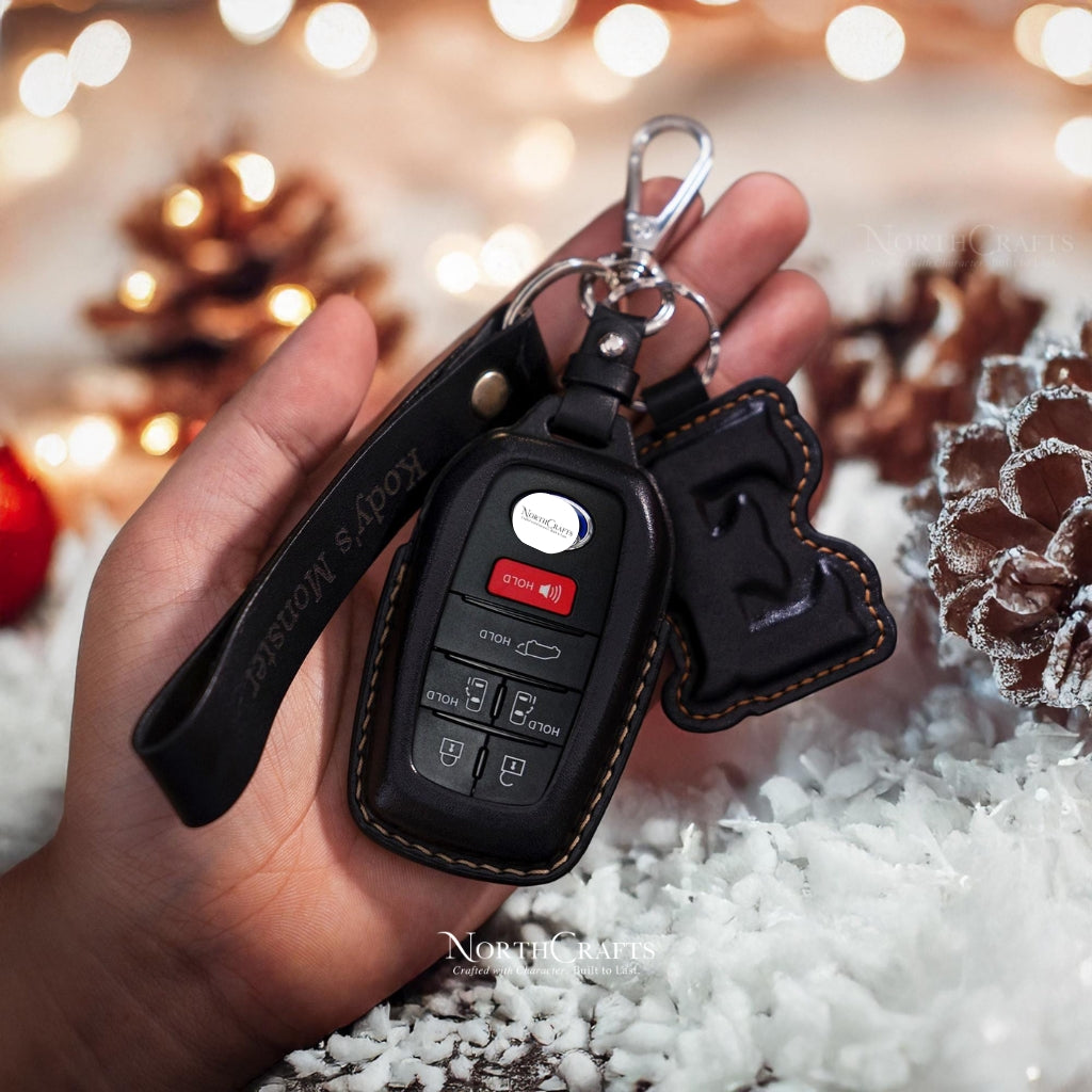 Leather Key Fob Cover for Toyota Land Cruiser Mirai RAV4 Prime Sienna Venza Camry Highlander Avalon Prado Corolla | NorthCrafts