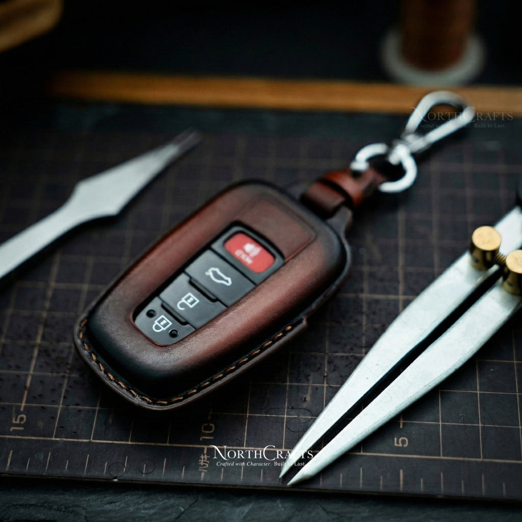 Leather Key Fob Cover for Toyota RAV4, Camry, Corolla, Avalon, C-HR, Prius, GT86 & Highlander (2020–2021) – Personalized Handmade – NorthCrafts | NorthCrafts