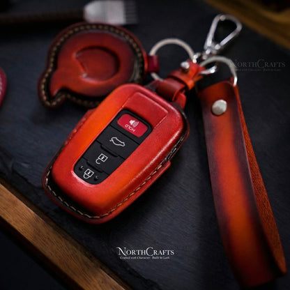 Leather Key Fob Cover for Toyota RAV4, Camry, Corolla, Avalon, C-HR, Prius, GT86 & Highlander (2020–2021) – Personalized Handmade – NorthCrafts | NorthCrafts