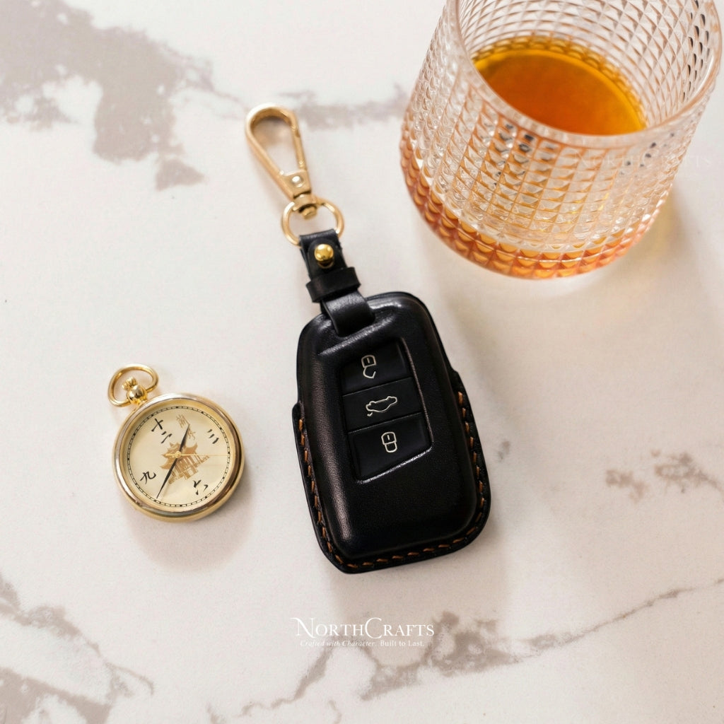 Leather Key Fob Cover for VW Passat, Arteon, Atlas, Golf Alltrack, Jetta, Tiguan & Skoda Magotan – Personalized Handmade – NorthCrafts | NorthCrafts