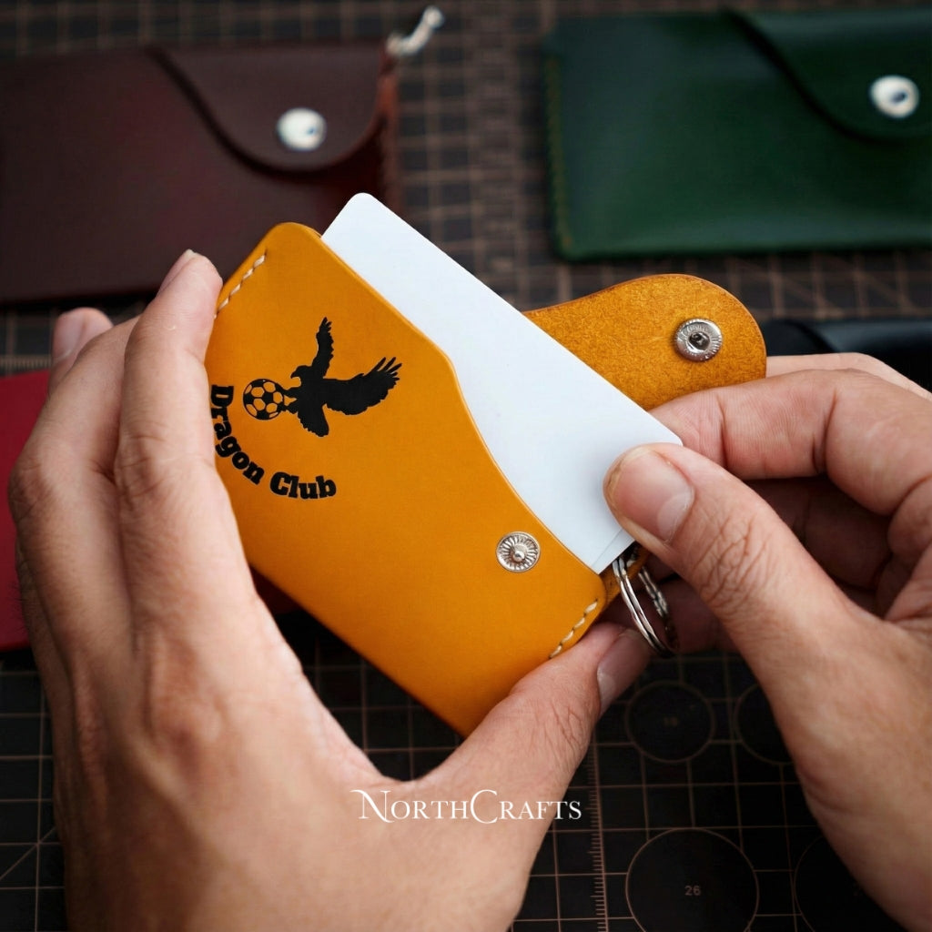 Leather Keychain Slim Card Holder Minimalist Wallet | NorthCrafts