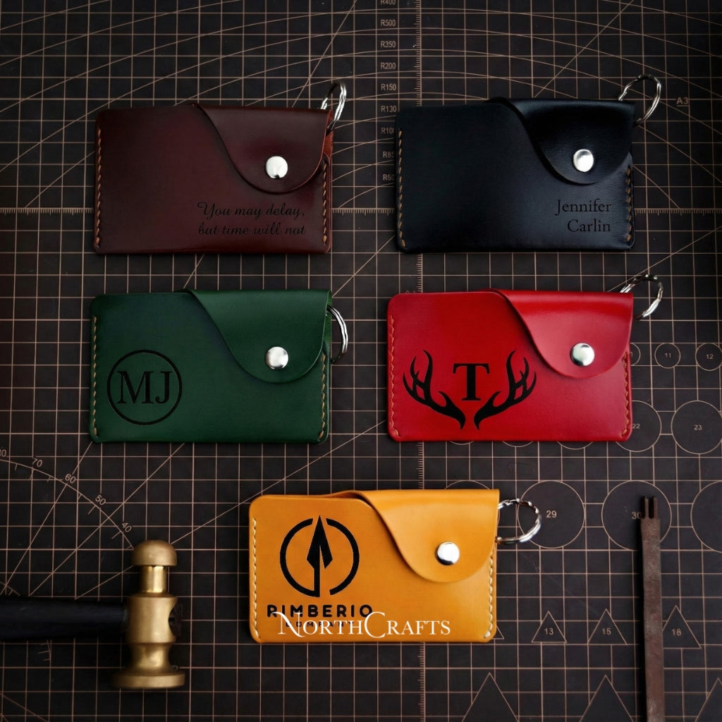 Leather Keychain Slim Card Holder Minimalist Wallet | NorthCrafts