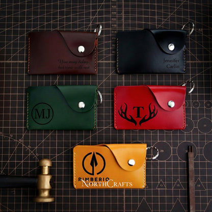 Leather Keychain Slim Card Holder Minimalist Wallet | NorthCrafts