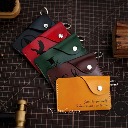 Leather Keychain Wallet & Slim Card Holder – Personalized Handmade – NorthCrafts | NorthCrafts