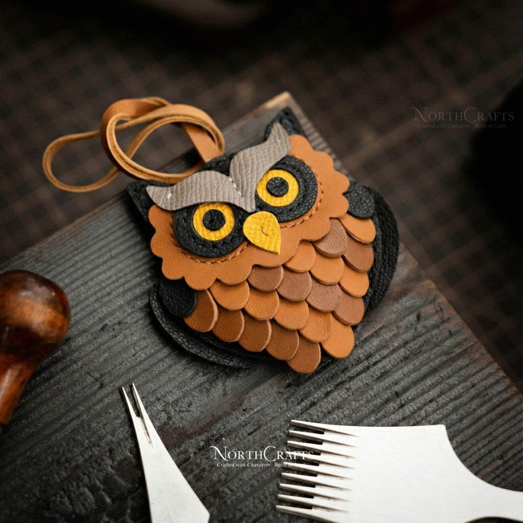 Leather Owl Bag Charm for Women – Personalized Handmade – NorthCrafts | NorthCrafts
