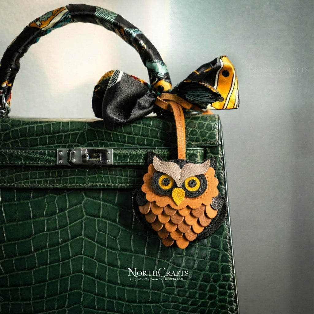 Leather Owl Bag Charm for Women – Personalized Handmade – NorthCrafts | NorthCrafts