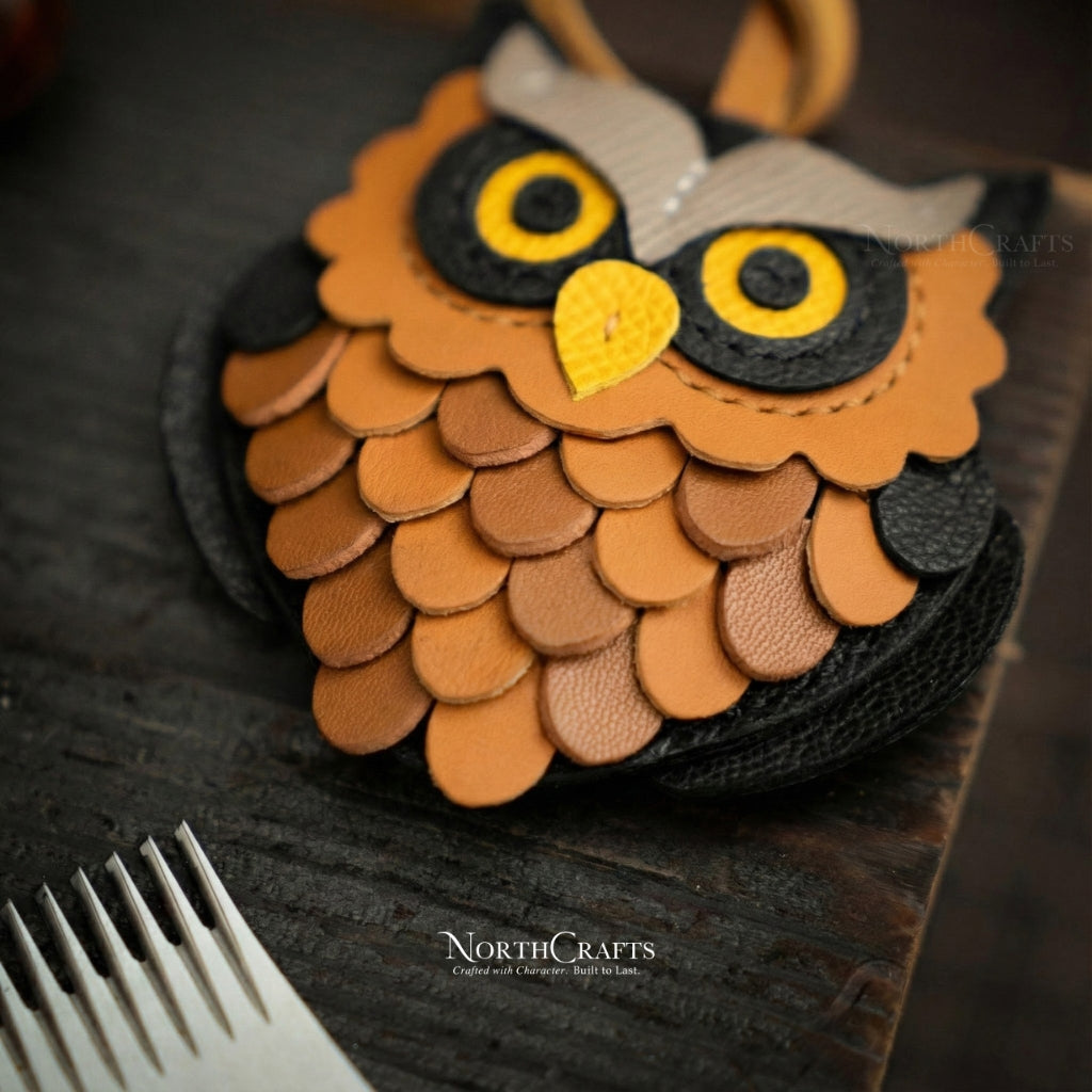 Leather Owl Bag Charm for Women – Personalized Handmade – NorthCrafts | NorthCrafts