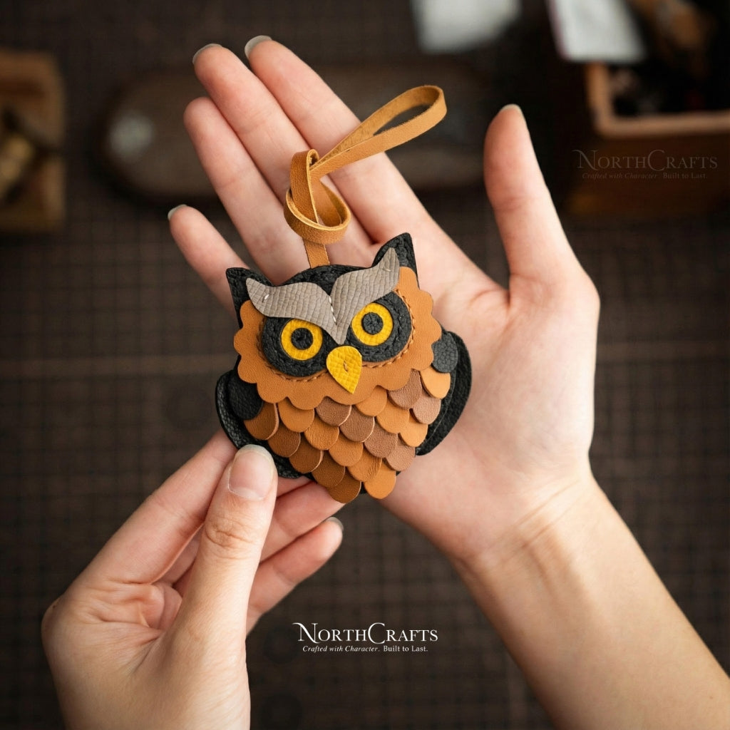 Leather Owl Bag Charm for Women – Personalized Handmade – NorthCrafts | NorthCrafts