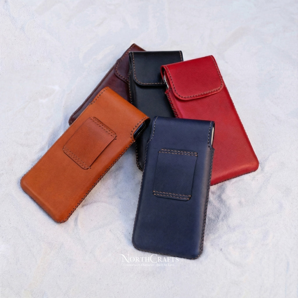 Leather Phone Pouch with Belt Loop for Samsung Galaxy Z, S, A & M Series – Personalized Handmade – NorthCrafts | NorthCrafts