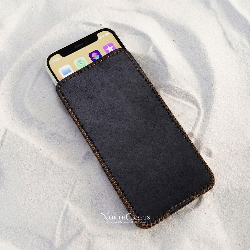 Leather Phone Sleeve Case for iPhone 17 Series, iPhone 16 Series & iPhone 15 Series – Personalized Handmade – NorthCrafts | NorthCrafts
