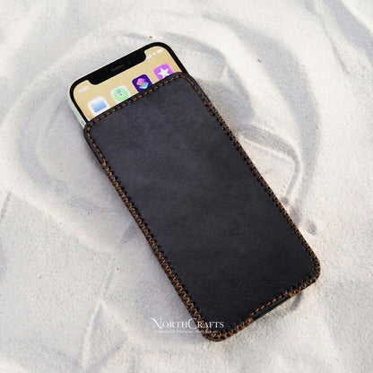 Leather Phone Sleeve Case for iPhone 17 Series, iPhone 16 Series & iPhone 15 Series – Personalized Handmade – NorthCrafts | NorthCrafts