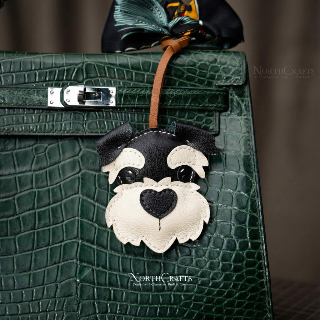 Leather Schnauzer Bag Charm for Women – Personalized Handmade – NorthCrafts | NorthCrafts