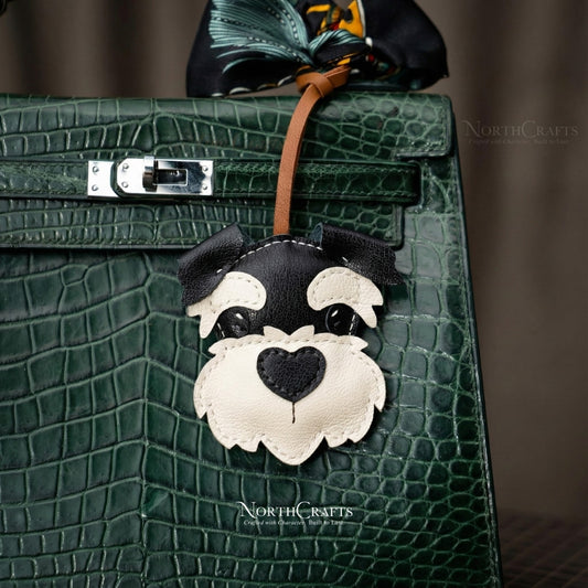Leather Schnauzer Bag Charm for Women – Personalized Handmade – NorthCrafts | NorthCrafts