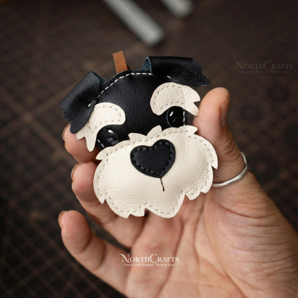 Leather Schnauzer Bag Charm for Women – Personalized Handmade – NorthCrafts | NorthCrafts