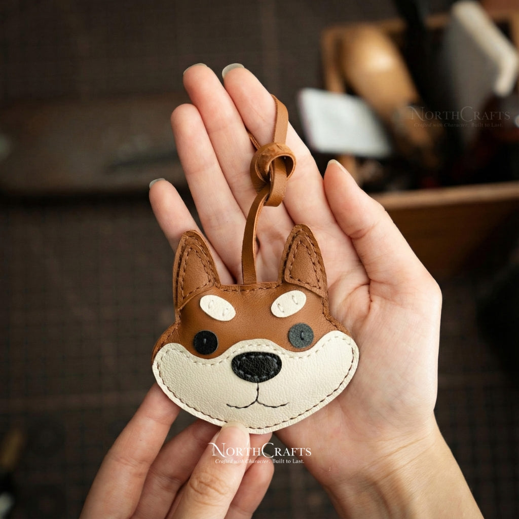 Leather Shiba Inu Bag Charm for Women – Personalized Handmade – NorthCrafts | NorthCrafts
