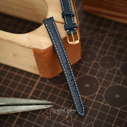 Navy Leather Watch Strap – Personalized Handmade – NorthCrafts | NorthCrafts