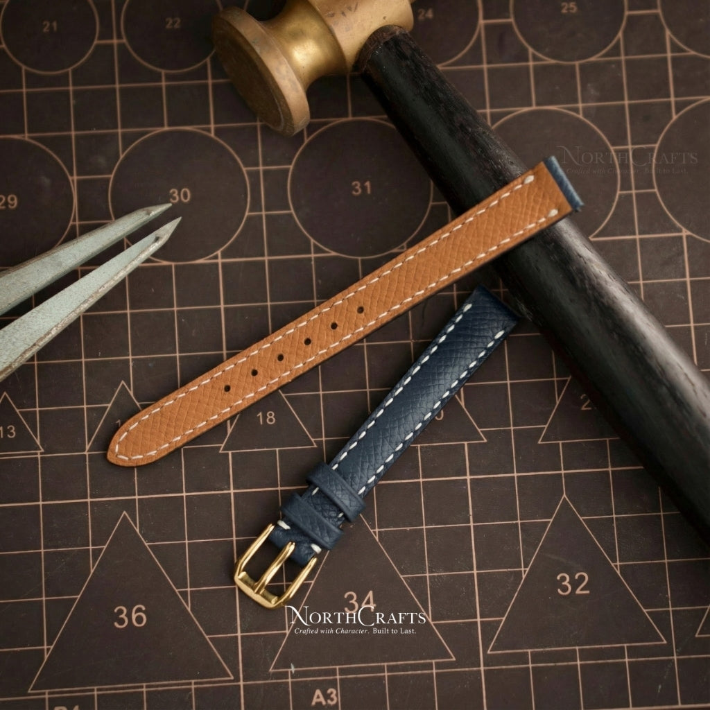Navy Leather Watch Strap – Personalized Handmade – NorthCrafts | NorthCrafts