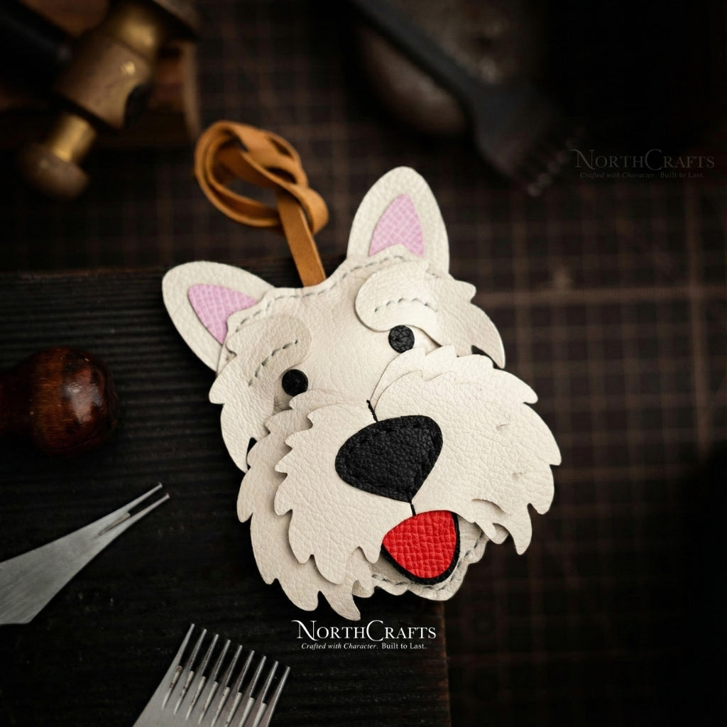 Leather West Highland White Terrier (Westie) Bag Charm – Personalized Handmade – NorthCrafts | NorthCrafts