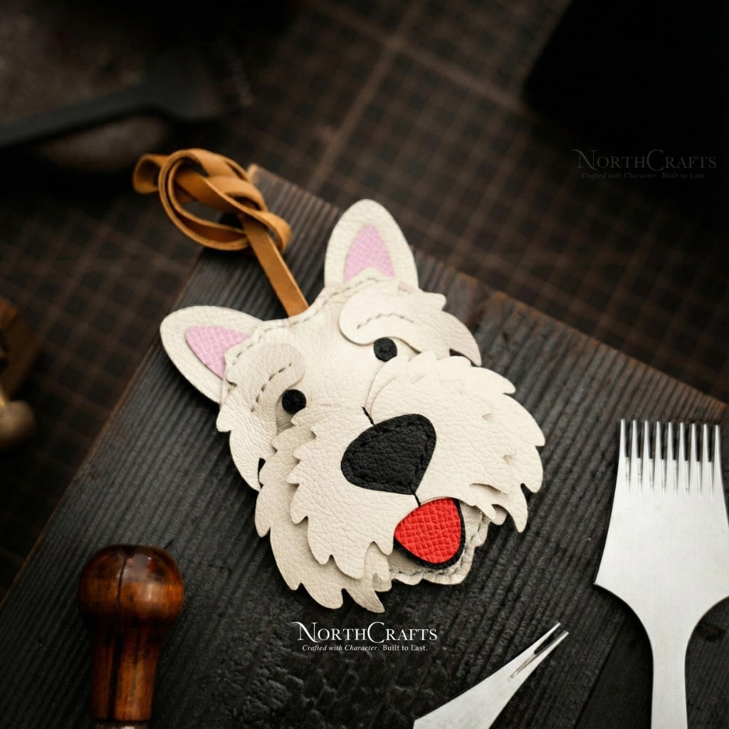 Leather West Highland White Terrier (Westie) Bag Charm – Personalized Handmade – NorthCrafts | NorthCrafts