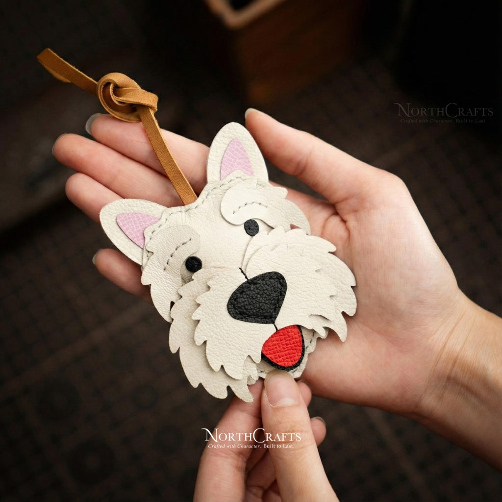 Leather West Highland White Terrier (Westie) Bag Charm – Personalized Handmade – NorthCrafts | NorthCrafts