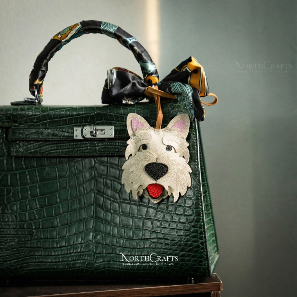 Leather West Highland White Terrier (Westie) Bag Charm – Personalized Handmade – NorthCrafts | NorthCrafts