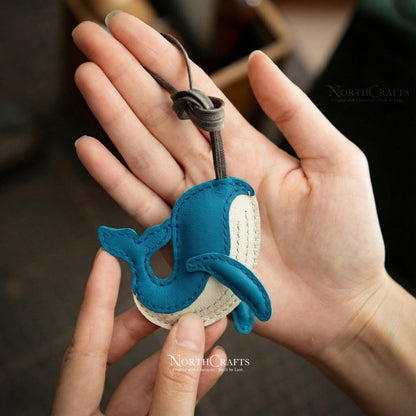 Leather Whale Bag Charm Handcrafted | NorthCrafts