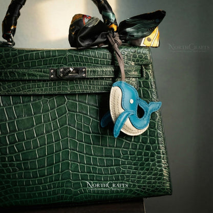 Leather Whale Bag Charm Handcrafted | NorthCrafts