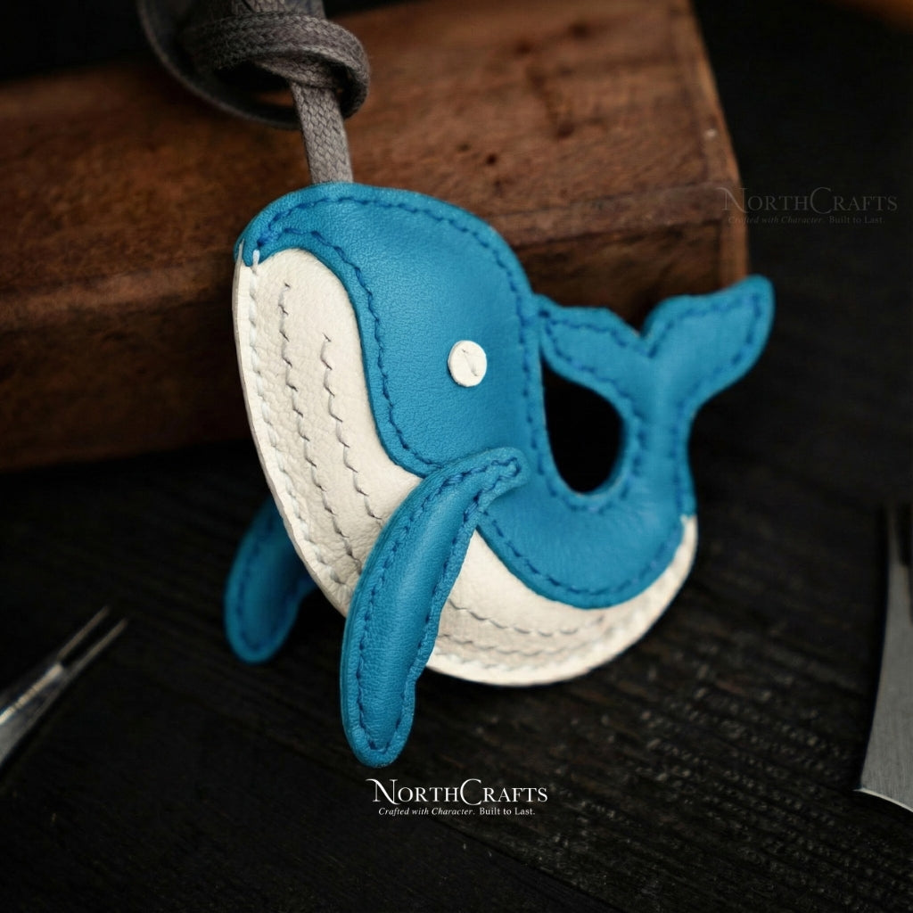 Leather Whale Bag Charm Handcrafted | NorthCrafts