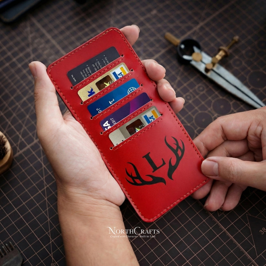 Long Minimal Envelope Leather Wallet for Women – Personalized Handmade – NorthCrafts | NorthCrafts