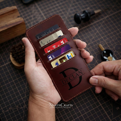Long Minimal Envelope Leather Wallet for Women – Personalized Handmade – NorthCrafts | NorthCrafts