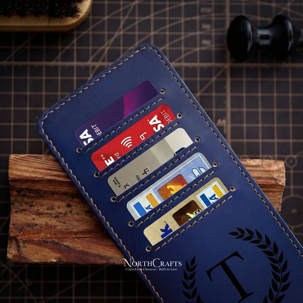 Long Minimal Leather Cash Envelope Wallet for Women – Personalized Handmade – NorthCrafts | NorthCrafts