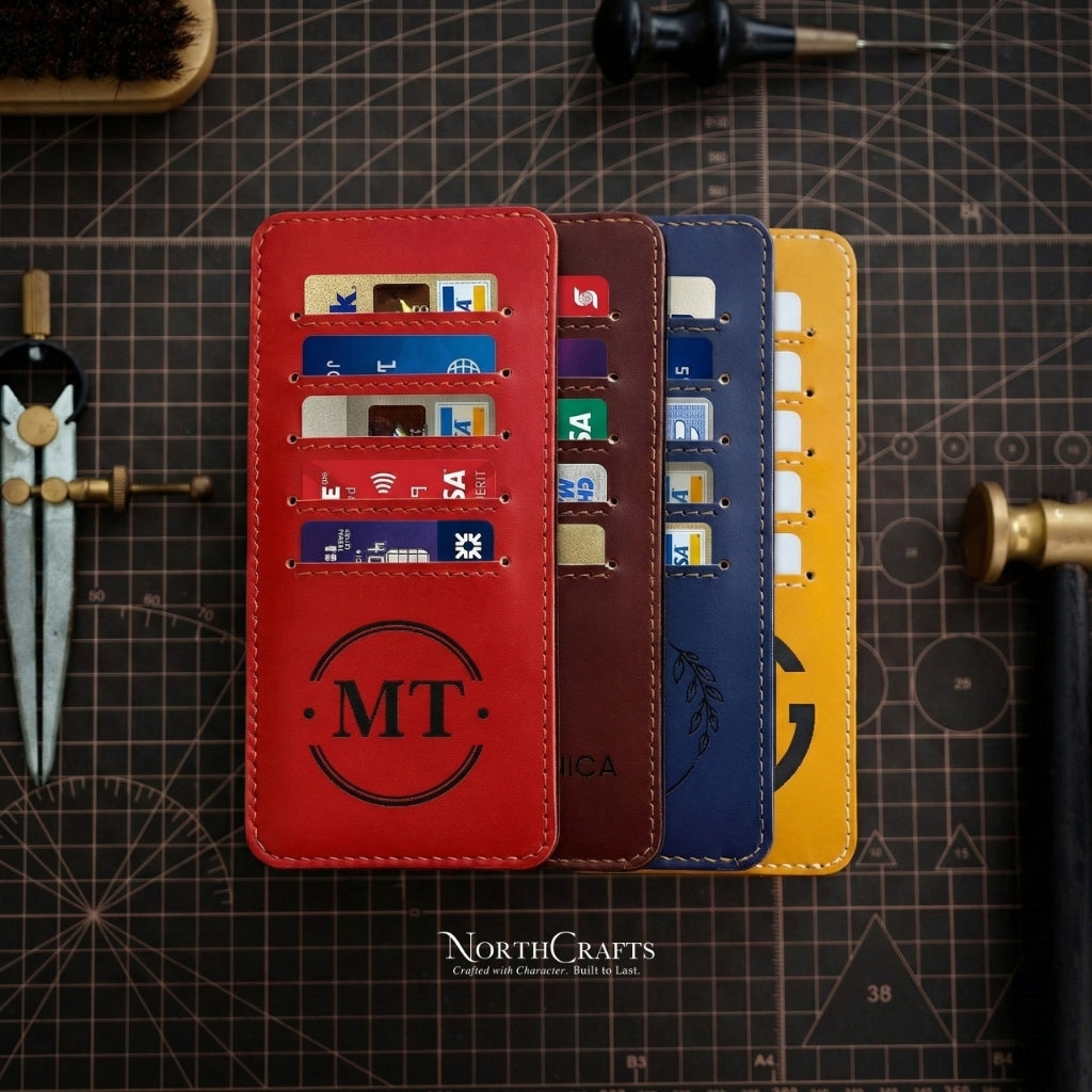 Long Minimal Leather Cash Envelope Wallet for Women – Personalized Handmade – NorthCrafts | NorthCrafts