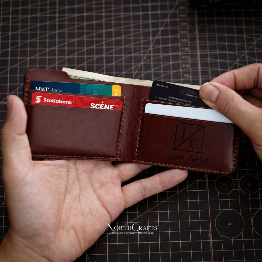 Minimal Leather Front Pocket Wallet for Men – Personalized Handmade – NorthCrafts | NorthCrafts