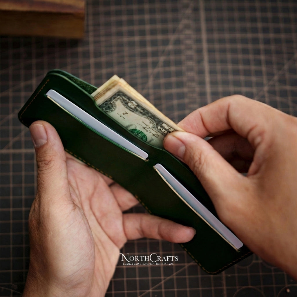Minimal Leather Front Pocket Wallet for Women – Personalized Handmade – NorthCrafts | NorthCrafts