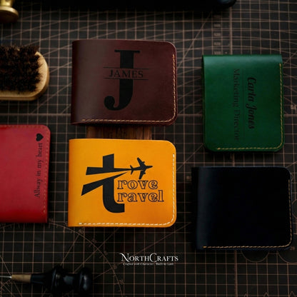 Minimal Leather Front Pocket Wallet for Women – Personalized Handmade – NorthCrafts | NorthCrafts