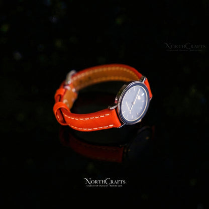 Orange Leather Watch Strap – Personalized Handmade – NorthCrafts | NorthCrafts