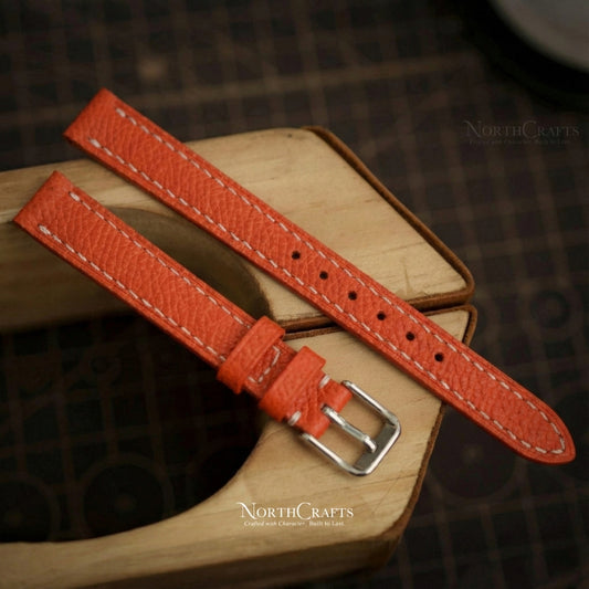 Orange Leather Watch Strap for Women (8mm–14mm) – Personalized Handmade – NorthCrafts | NorthCrafts
