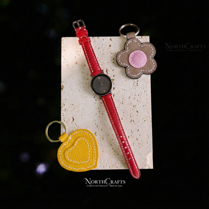 Red Leather Watch Strap for Women (8mm–14mm) – Personalized Handmade – NorthCrafts | NorthCrafts