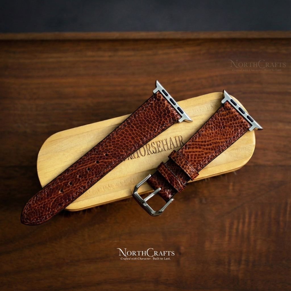 Ostrich Leather Apple Watch Band Mallow Pink 38-49mm | NorthCrafts