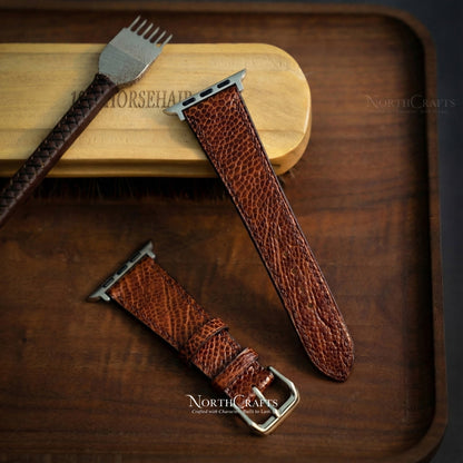 Ostrich Leather Apple Watch Band Mallow Pink 38-49mm | NorthCrafts