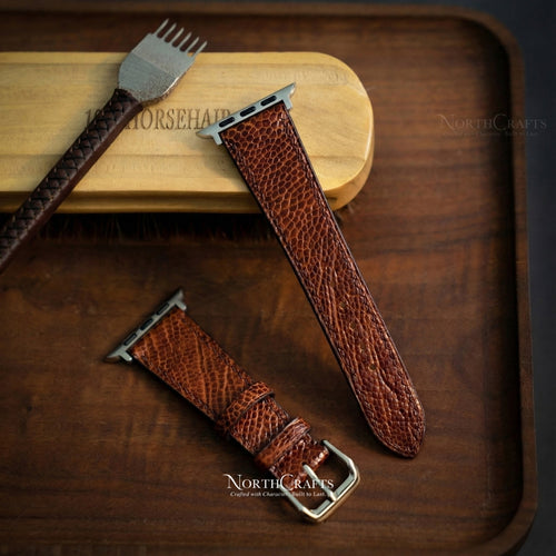 Ostrich Leather Apple Watch Band Mallow Pink 38-49mm | NorthCrafts