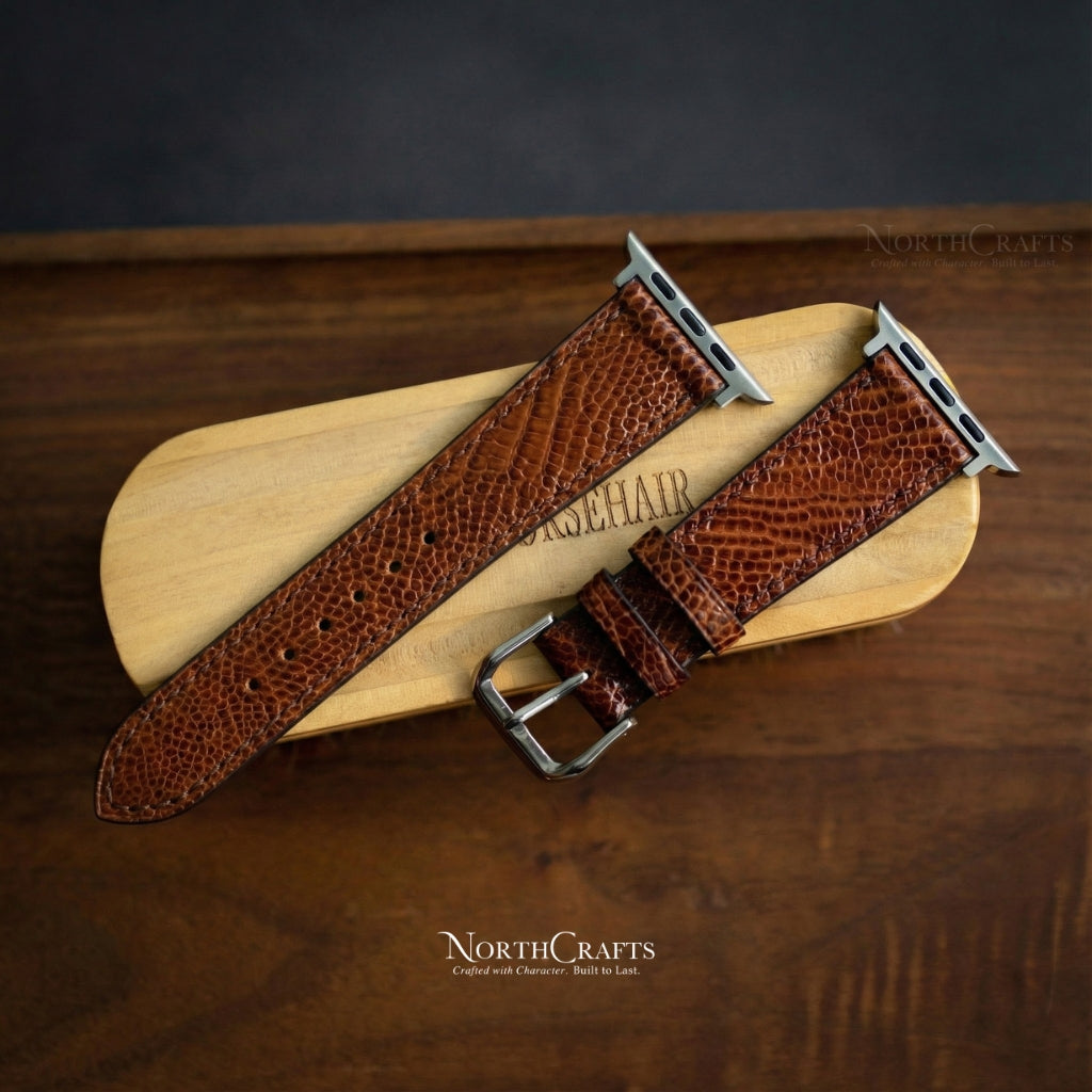 Ostrich Leather Apple Watch Band Mallow Pink 38-49mm | NorthCrafts