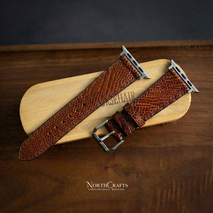 Ostrich Leather Apple Watch Band Mallow Pink 38-49mm | NorthCrafts