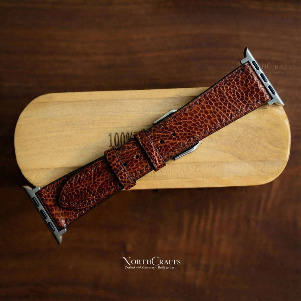 Ostrich Leather Apple Watch Band Mallow Pink 38-49mm | NorthCrafts