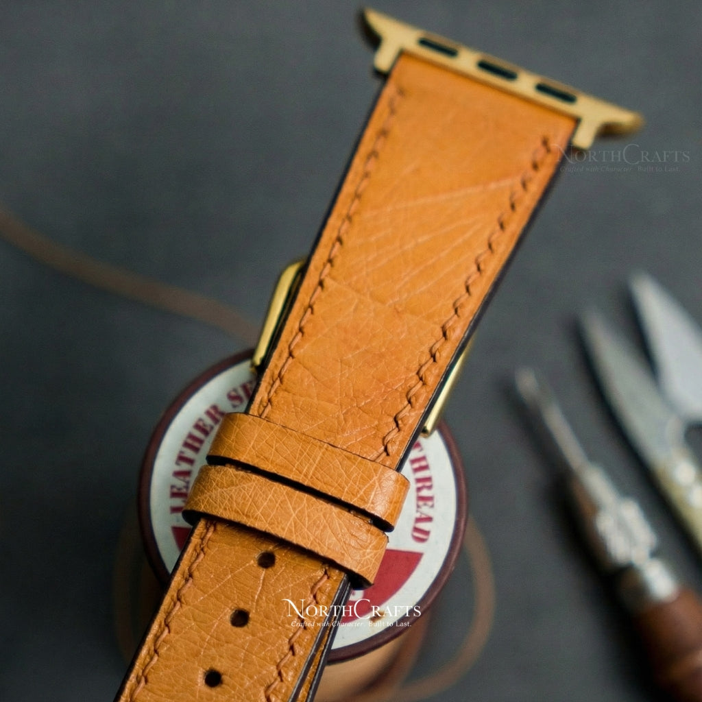 Ostrich Leather iWatch Band (38mm–49mm) – Personalized Handmade – NorthCrafts | NorthCrafts