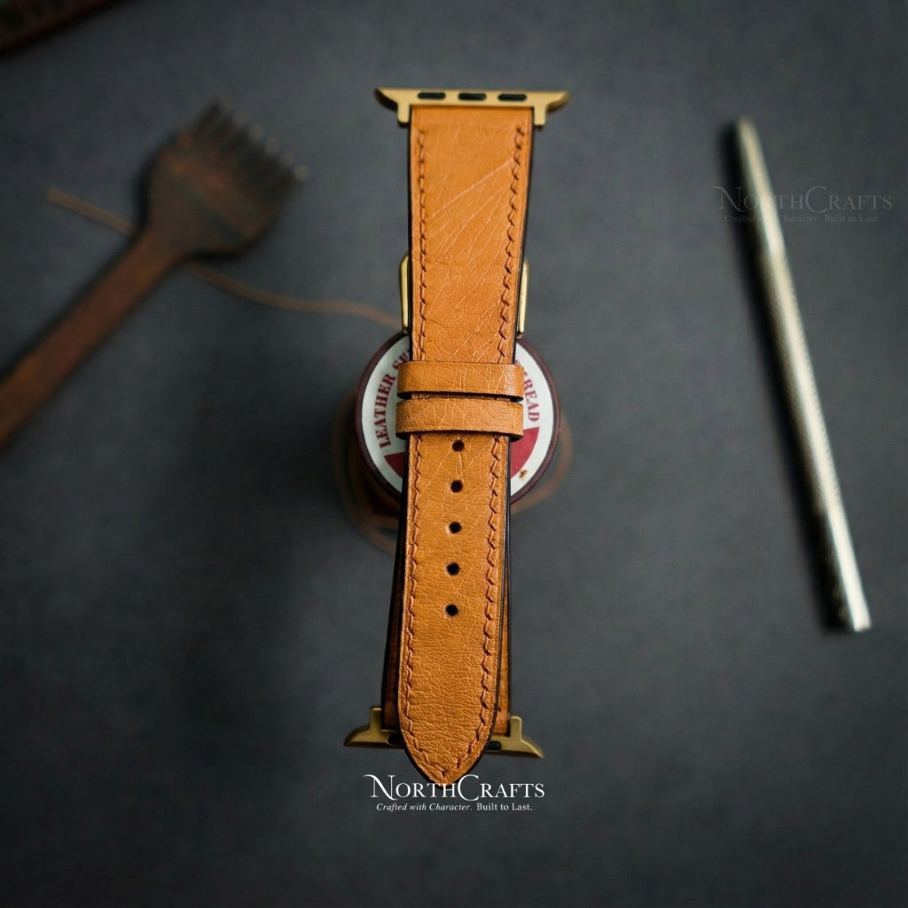 Ostrich Leather iWatch Band (38mm–49mm) – Personalized Handmade – NorthCrafts | NorthCrafts